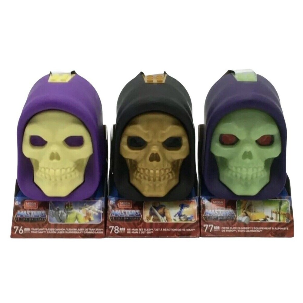 Mega Construx Masters Of‎ The Universe HE-MAN Skeletor Skull Heads- set Of 3-NIB